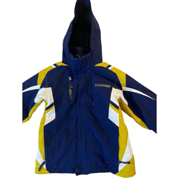 -Spyder Kids Ski Jacket XLT Sz 14 Multicolor Hooded Thinsulate Winter Snow Coat - Picture 1 of 15
